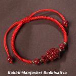 Buddha Stones Chinese Zodiac Natal Buddha Cinnabar Amulet Blessing String Bracelet Bracelet BS Rabbit-Manjushri Bodhisattva(Wrist Circumference 16-19cm)