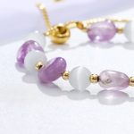 Buddha Stones Amethyst Pink Crystal Black Rutilated Quartz Spiritual Awareness Bracelet Bracelet BS 4