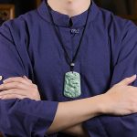 Buddha Stones Year of the Dragon Chinese Zodiac Dragon Jade Success Amulet Necklace Pendant Necklaces & Pendants BS 7