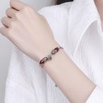 Buddha Stones Garnet Double PiXiu Copper Coin Protection Chain Bracelet Bracelet BS 3