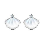 Buddha Stones 925 Sterling Silver Tridacna Stone Shell Blessing Necklace Pendant Bracelet Earrings Jewelry Set Bracelet Necklaces & Pendants BS Silver Earrings