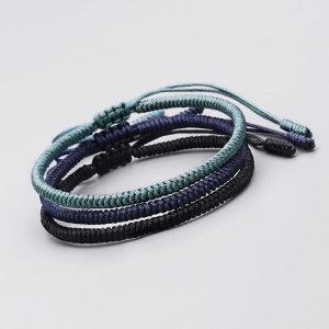 Buddha Stones Tibetan 3Pcs King Kong Knot Handcrafted Amulet Strength Bracelet Bracelet BS 3Pcs Bracelet(Bracelet Size 17-31cm)