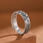 Buddha Stones Vintage Auspicious Clouds Pattern Luck Ring Ring BS Auspicious Clouds(Size Adjustable)