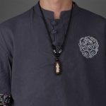 Buddha Stones Tibet Om Mani Padme Hum Dzi Bead Avalokitesvara Pattern Wealth Necklace Pendant Necklaces & Pendants BS 8