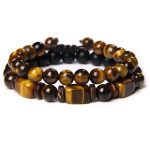 Buddha Stones Tiger Eye Frosted Stone Hematite Courage Bracelet Bracelet BS 3