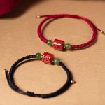 Buddha Stones Tibetan Cinnabar Om Mani Padme Hum Engraved Blessing Braided Rope Bracelet Bracelet BS 1