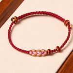 Buddha Stones Handmade Peach Blossom Protection Braided Rope Bracelet Bracelet BS 1