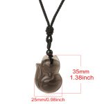 Buddha Stones Natural Black Obsidian Tiger Eye Ice Obsidian Fox Pendant Amulet Necklace Necklaces & Pendants BS 13