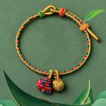 Buddha Stones Colorful Rope Luck Handmade Zongzi Golden Ball Charm Bracelet Bracelet BS 12