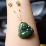 Buddha Stones Laughing Buddha Hetian Jade Luck Necklace Bead Chain Pendant Necklaces & Pendants BS Jade (Prosperity ♥ Abundance)