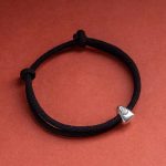 Buddha Stones 925 Sterling Silver Fu Character Blessing Handmade Braided Bracelet Bracelet BS Black