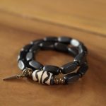 Buddha Stones Tibet Ebony Wood Dzi Bead Copper Balance Double Wrap Bracelet Bracelet BS 10