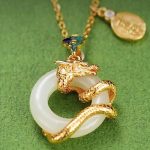 Buddha Stones Year Of The Dragon 925 Sterling Silver Hetian White Jade Peace Buckle Auspicious Clouds Success Necklace Pendant Necklaces & Pendants BS 2