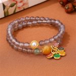 Buddha Stones Natural Gray Agate Peace And Joy Charm Balance Double Wrap Bracelet Bracelet BS 2