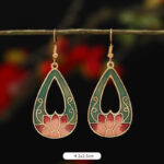 Buddha Stones Lotus Butterfly Flower Alloy Copper Enlightenment Drop Earrings Earrings BS 2