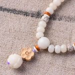 Buddha Stones Tibetan White Jade Bodhi Lotus Blessing Bracelet Bracelet BS 13