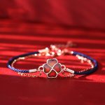 Buddha Stones 925 Sterling Silver Color-changing Four Leaf Clover Luck Protection Red String Bracelet Bracelet BS Blue Four Leaf Clover(Bracelet Size 14+4cm)