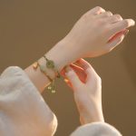 Buddha Stones Lotus Jade Peace Buckle Bead Luck Happiness Charm String Bracelet Bracelet BS 6
