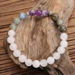 Buddha Stones 108 Mala Beads White Agate Amethyst Black Glitter Stone Protection Bracelet Bracelet Necklaces & Pendants BS Bracelet