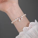 Buddha Stones 999 Sterling Silver Lotus Flower Pod Natural Pearl Healing Bracelet Bracelet BS 3