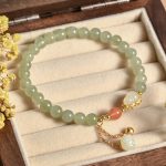 Buddha Stones 925 Sterling Silver Hetian Jade Gourd Lotus Abundance Luck Bracelet Bracelet BS 10
