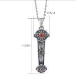 Buddha Stones 925 Sterling Silver Red Agate Cyan Jade Auspicious Clouds Ruyi Handle Blessing Necklace Pendant Necklaces & Pendants BS 5