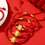 Buddha Stones 999 Sterling Silver Year of the Dragon Copper Coin Fortune Dragon Fu Character Luck Handcrafted Red String Braided Bracelet (Extra 30% Off | USE CODE: FS30) Bracelet BS 5