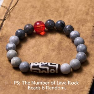 Buddha Stones Tibetan Nine-Eye Dzi Bead Picasso Jasper Positive Bracelet Bracelet BS Picasso Jasper&Lava Rock Beads(Wrist Circumference 14-16cm)