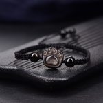 Buddha Stones Natural Silver Sheen Obsidian Gold Sheen Obsidian Cute Cat Paw Claw Protection Rope Bracelet Bracelet BS Silver Sheen Obsidian Black Rope(Wrist Circumference 14-19cm)
