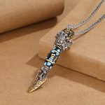 Buddha Stones Tibet Om Mani Padme Hum Dzi Bead Dorje Vajra Pattern Wealth Rotatable Necklace Pendant Necklaces & Pendants BS 7