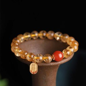 Buddha Stones Citrine Red Agate Fortune Charm Bracelet Bracelet BS Citrine