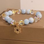 Buddha Stones Natural Aquamarine Flower Healing Crystal Bracelet Bracelet BS 1