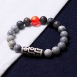 Buddha Stones Tibetan Nine-Eye Dzi Bead Picasso Jasper Positive Bracelet Bracelet BS 2
