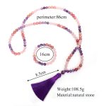 Buddha Stones 108 Mala Beads Amethyst Rose Quartz Spiritual Healing Tassel Bracelet Mala Bracelet BS 10