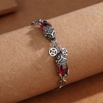 Buddha Stones Garnet Double PiXiu Copper Coin Protection Chain Bracelet Bracelet BS 2