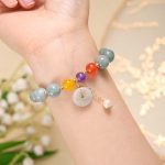 Buddha Stones Jade Red Agate Peace Buckle Charm Confidence Bracelet 15