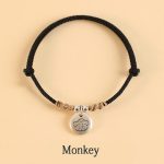 Buddha Stones Handmade 999 Sterling Silver Year of the Dragon Cute Chinese Zodiac Luck Braided Bracelet Bracelet BS Black Rope Monkey(Wrist Circumference 14-17cm)