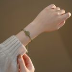 Buddha Stones Lotus Jade Peace Buckle Bead Luck Happiness Charm String Bracelet Bracelet BS 8