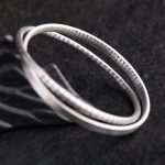 Buddha Stones 999 Sterling Silver Heart Sutra Carved Protection Bracelet Bangle Bracelet Bangle BS 5
