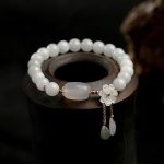 Buddha Stones Natural White Jade Luck Bracelet Bracelet BS main
