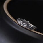 Buddha Stones 925 Sterling Silver Auspicious Clouds Engraved Ring Ring BS 1