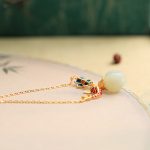 Buddha Stones 925 Sterling Silver White Jade Koi Fish Lotus Protection Necklace Pendant Necklaces & Pendants BS 7