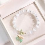 Buddha Stones Cat's Eye Green Aventurine Blue Chalcedony Pink Crystal Peace Orchid Charm Bracelet Bracelet BS Cat's Eye&Green Aventurine