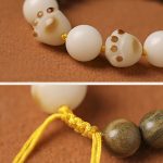 Buddha Stones Natural Green Sandalwood Bodhi Seed Cat Paw Claw Cure Bracelet Bracelet BS 6