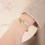 Buddha Stones Natural Hetian Jade Bead Double Peace Buckle Fu Character Abundance Braided Bracelet Bracelet BS 2