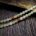 Buddha Stones 108 Mala Beads Tibet Sheep Horn Amber Luck Bracelet Bracelet Mala BS 10
