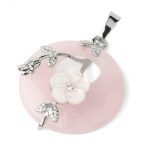 Buddha Stones Various Crystal Amethyst Green Aventurine Flower Healing Necklace Pendant Necklaces & Pendants BS Rose Quartz
