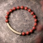 Buddha Stones Red Jasper Moss Agate Black Obsidian Crystal Copper Peace Couple Bracelet Bracelet BS 12