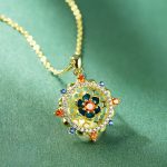 Buddha Stones 925 Sterling Silver Lotus Flower Colorful Zircon New Beginning Necklace Pendant Necklaces & Pendants BS 1