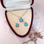 Buddha Stones 925 Sterling Silver Plated Gold Turquoise Protection Ring Earrings Necklace Pendant Set Bracelet Necklaces & Pendants BS 13